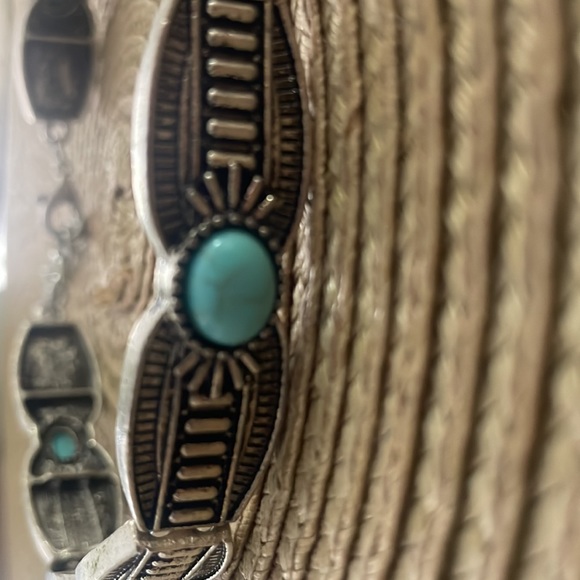 Turquoise Neck Choker Necklace Silvery - Picture 3 of 5